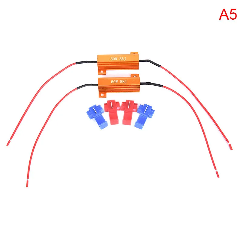 2pcs 6/8Ohm 50W алюминиевый корпус высокой мощности декодер резистор для Светодиодный нагрузочный резистор лампа - Цвет: 6 Ohm red blue