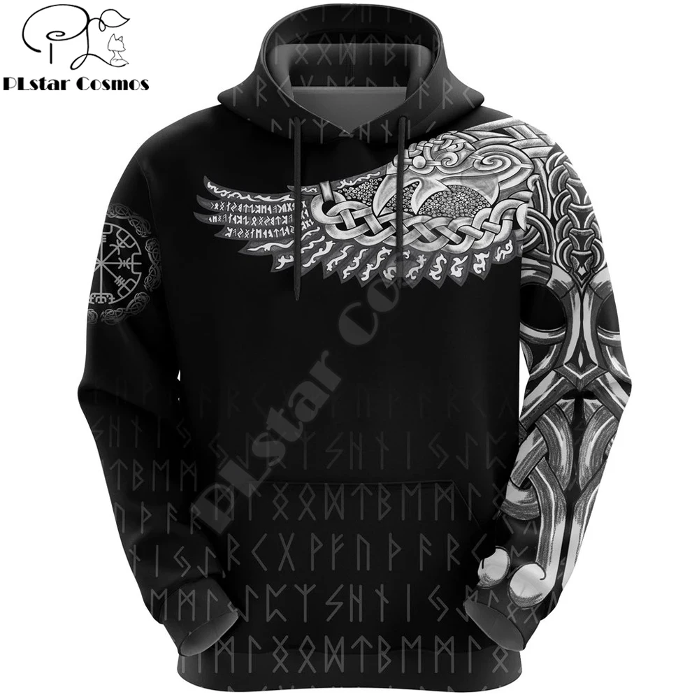 Vikings The Raven Tattoo All-Over Print 3D Hoodie and Sweatshirt Harajuku Fashion hoodies Unisex Casual Jacket pullover DW0023