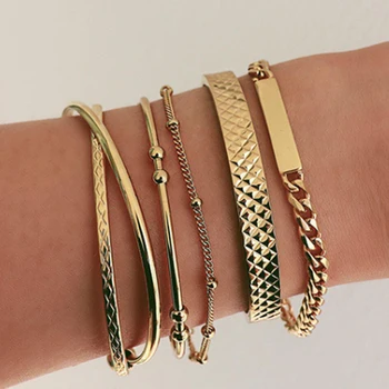 

Tocona Bohemia Charm Bracelets for Women Geometric Design Adjustable Open Rose Gold Bracelet Set Luxury Famous Jewerly 8981