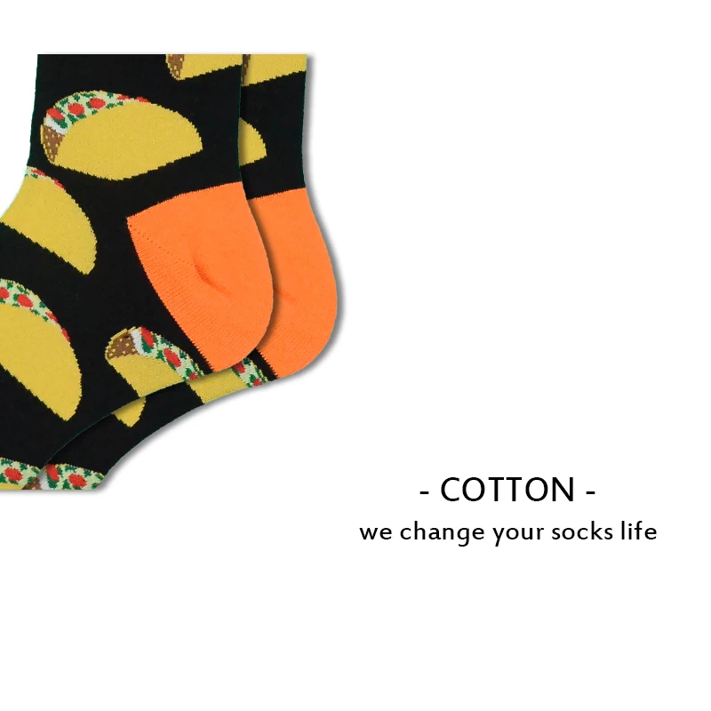Burger Pizza Sushi Males Socks Fashion Cute Series Korean Harajuku Cartoon Funny Women Happy Cotton Cool Middle Tube Socks