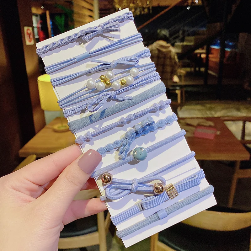 12pcs 4 1 комплект, новинка, элегантные милые эластичные резинки для волос в виде цветка для женщин и девочек, резинка для волос, резинка для волос, повязка на голову, набор аксессуаров для волос - Цвет: 12pcs 4