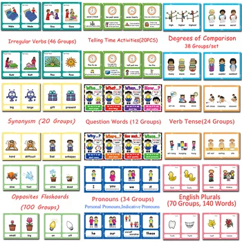 

Learning English Educational Toys for Kids Cute card 9 set Different words Montessori English Word Pocket Flash Card Game Card
