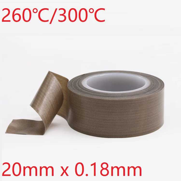 

20mm x 0.18mm Teflon Adhesive Cloth Insulated Vacuum Sealing Machine High Temperature Resistant Electric PTFE Tape 300 Deg.C 10m