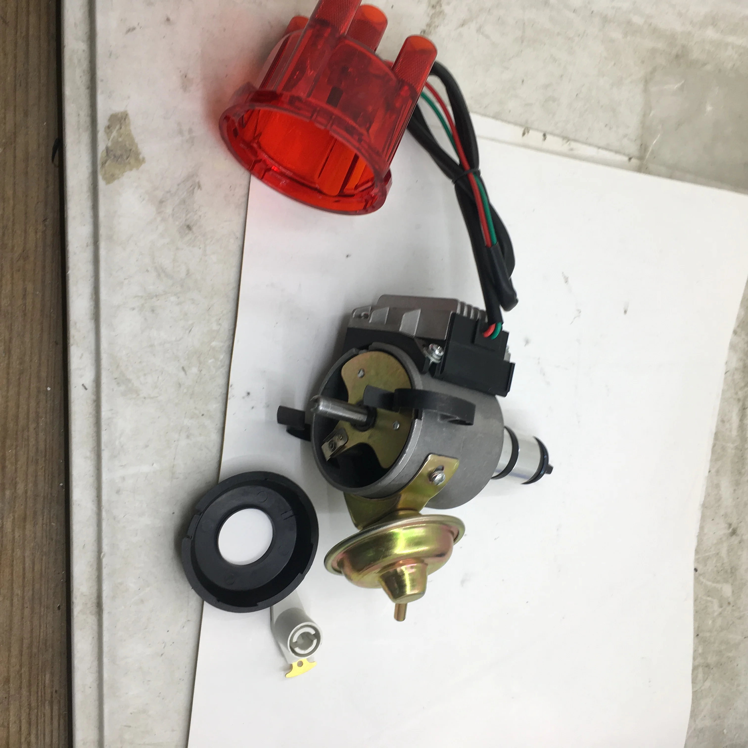 SherryBerg complete distributor for Empi 9437 Electronic All-in-One Vacuum Advance Distributor for VW Aircooled Engine red cap