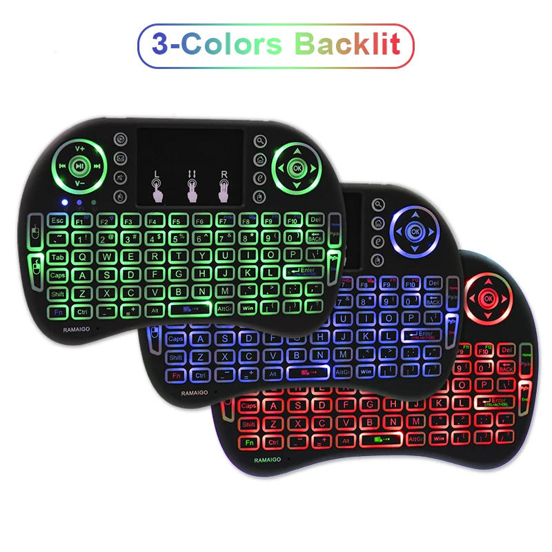 

RAMAIGO i8 keyboard backlit English Air Mouse 2.4GHz Wireless Keyboard Touchpad Handheld Li-ion Battery for TV BOX Android X96