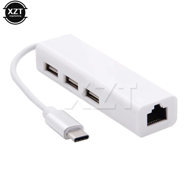 USB 3,1 концентратор type c для Ethernet сетевой адаптер LAN 100 Мбит/с RJ45 USB-C с usb 3 портами usb-хаб разветвитель для MacBook Pro ноутбука