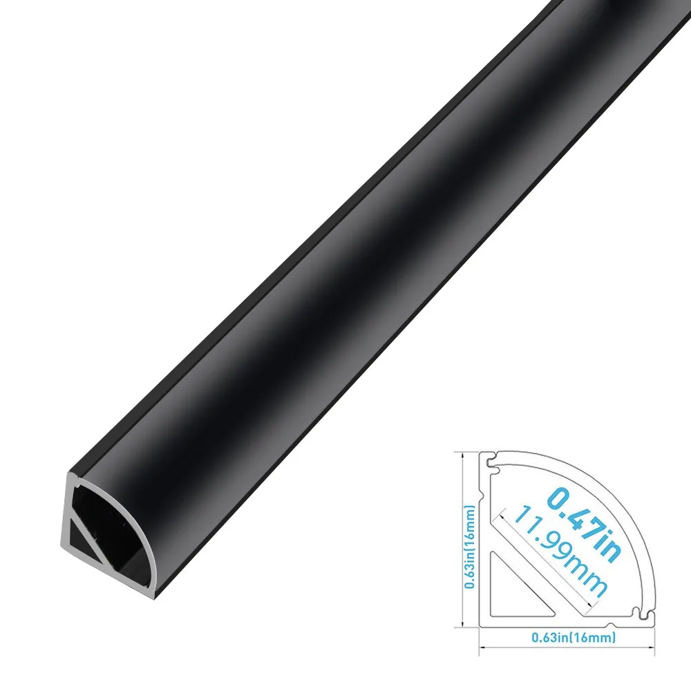 5pcs/lot 1Meter(3.3ft) All Black LED Channel V02 Smoke Clear Black Diffuser  Lens Black Aluminum Extrusion for 8mm Wide LED Strip