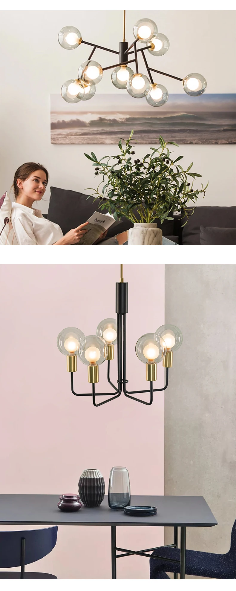 Lustra lampa современный прозрачный/дымчатый серый стеклянный подвесной светильник для гостиной, спальни светодиодный подвесной светильник для ресторана