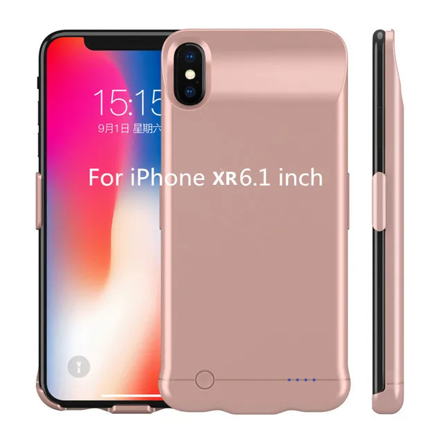 Чехол для зарядного устройства 5200/6200 мАч для iPhone XR 6,1 дюймов, чехол для питания, портативный внешний аккумулятор для iPhone Xs Max 6,5 дюймов, чехол для аккумулятора - Цвет: Rose Glod  For XR  6
