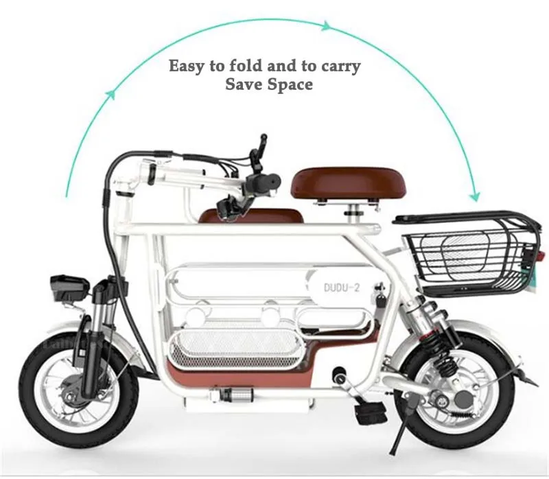 Daibot Folding Electric Bike 400W 48V Electric Bicycle Max Range 85KM Seat WhiteBlue 2wheeled Electric Scooter For Adults Kids  (14)