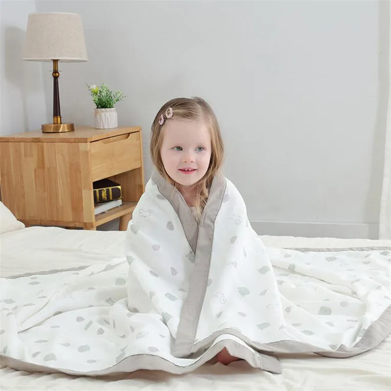 120x150cm 4 and 6 Layers Bamboo Fiber Muslin Swaddle Baby Blankets Wrap Newborn Baby Kids Bath Towel Children Sleeping Blanket 4