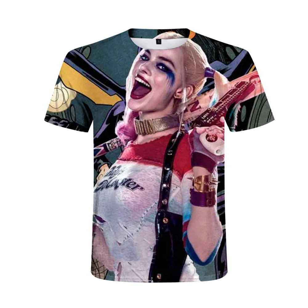 

2021 New Suicide Team Clown Girl 3D Printing Funny Pattern T-Shirt Anime Fashion Comfortable Pullover Men's And Women's Tops