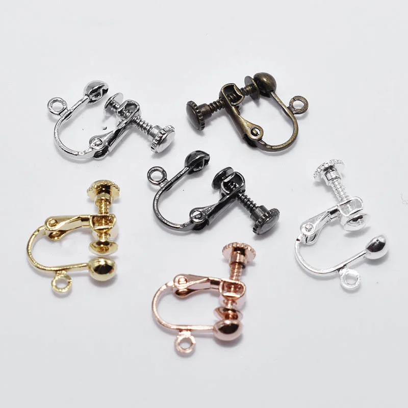 

20pcs Copper Screw Clip-on Earrings No Pierced Earcuff with Ball Base Ear Clip for Diy Jewelry Making Findings Supplier