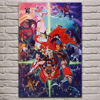 

anime Tengen Toppa Gurren Lagann Littner Yoko Simon Kamina fabric poster living room home wall decorative canvas silk art