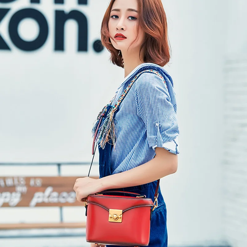

WOMEN'S Bag 2019 New Style Shoulder Bag Women's Cowhide Casual Retro Handbag Versitile Fashion Bucket Bag 3069