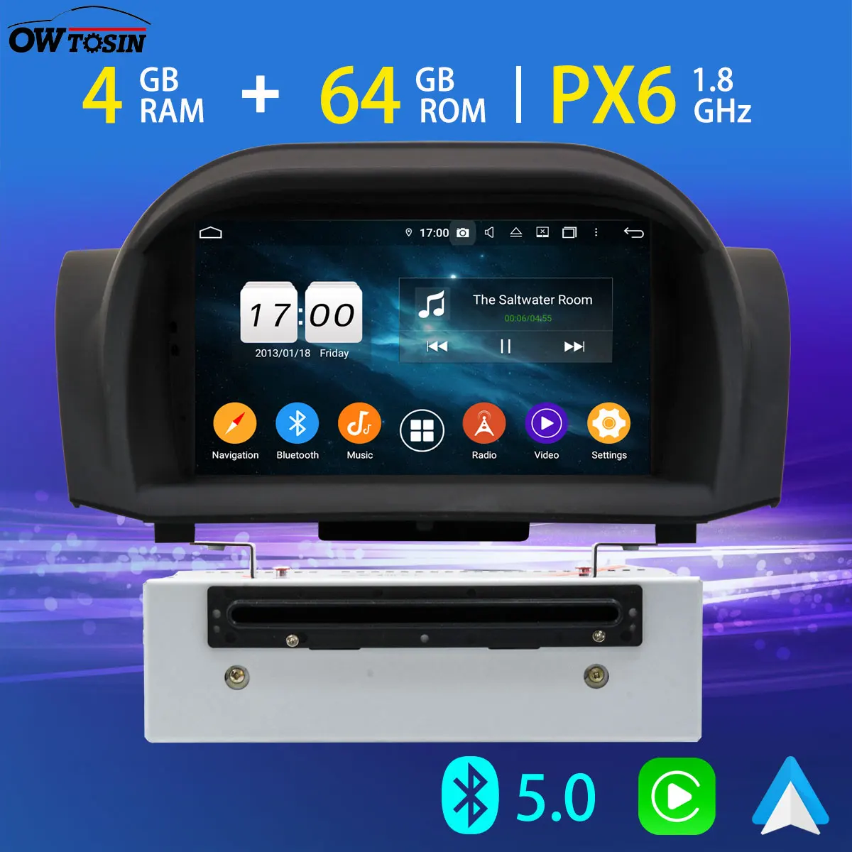 PX6 4G + 64G Android 10 автомобильный DVD мультимедийный плеер для Ford Fiesta 2009 2018 LTE Carplay радио