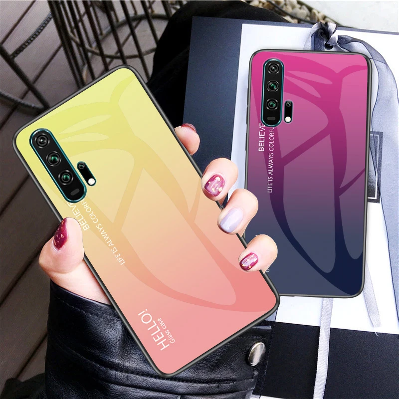 

Tempered Glass Case for Huawei Honor 7A 7C 9A Pro 8C 7S 8S Shockproof Glossy Stained Cover Case For Honor 9X Pro 8X Max