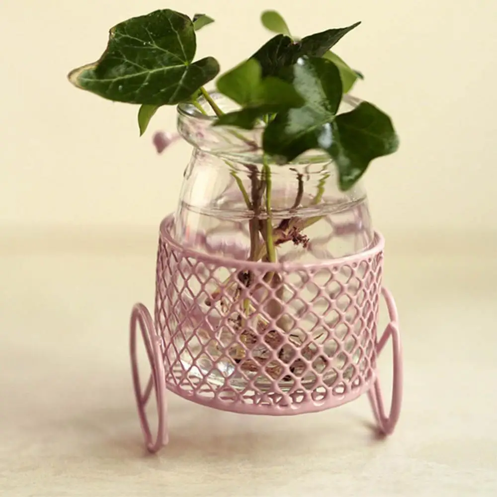 Ornament Crafts Pink White Candy Rack Sponge Storage Jewelry Container Iron Tricycle Car Rack Candy Box Sugar Shelf Home Decor