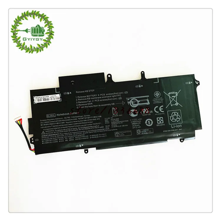 GYIYGY 11,1 V 42WH ноутбук Батарея для hp Elitebook Фолио BL06XL 1040 DB5D 722236-2C1 171 G1 G2 G3 HSTNN-DB5D W02C