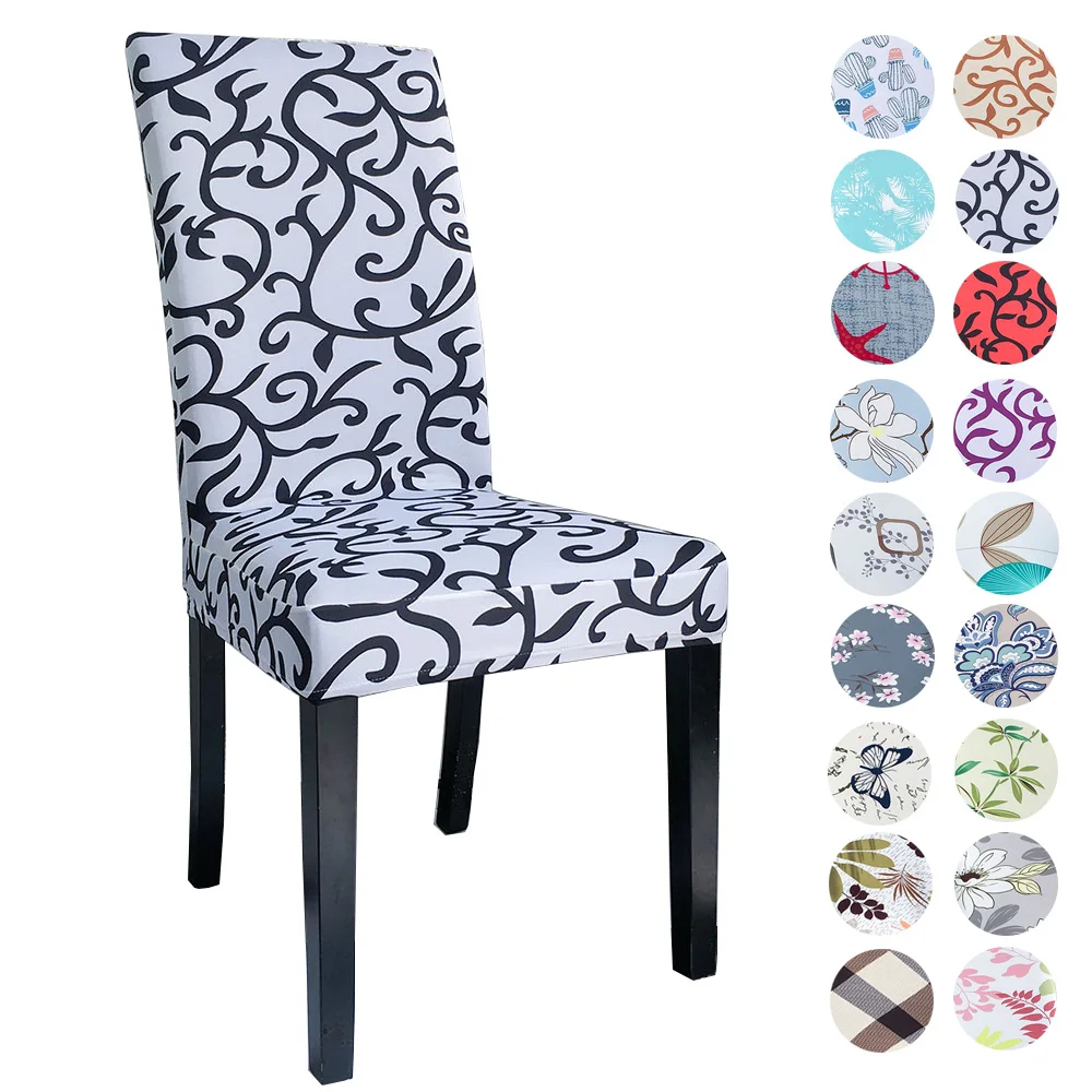 

Airldianer Flower Printing Removable Chair Cover Big Elastic Slipcover Modern Kitchen Seat Case Stretch Chair Cover For Banquet