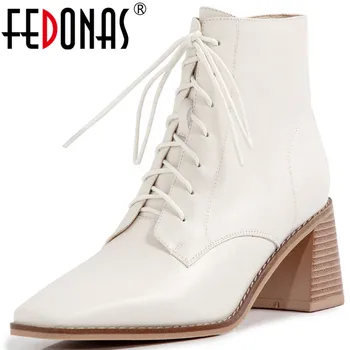 

FEDONAS Elegant Winter Boots For Women 2020 Newest Genuine Leather High Heels Shoes Woman Heels Wedding Party Ankle Boots Heels