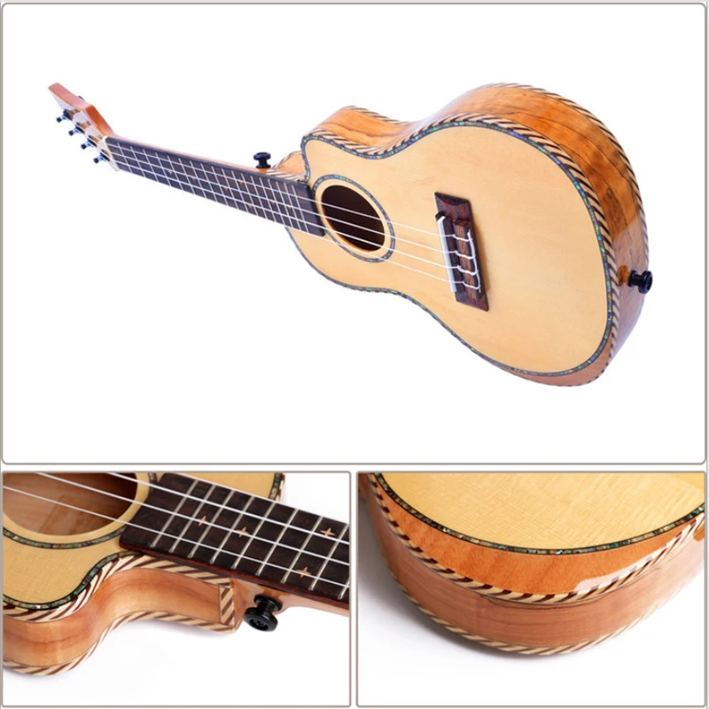 Гавайская гитара 23 дюймов Ель сухостойная древесина углу миниатюрная гитара укулеле маленький Гитары