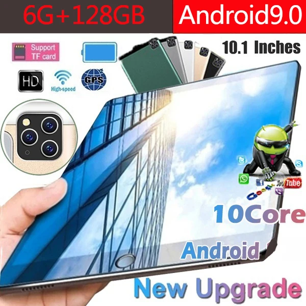 2021 PC de la tableta de 10,1 pulgadas 3G/4G Android 9,0 Octa Core Super tabletas Ram 6G + 128G WiFi GPS 10 tablet IPS Dual SIM GPS