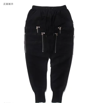 

Multiple Pockets with Zipper Men's Sweatpants 2020 New Hip Hop Pants Men Terry Material Cotton Trousers M L XL XXL