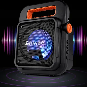 

Shinco Karaoke Bluetooth Speaker with Colorful LED 3D Surround Sound Portable Dancing Subwoofer with Microphone for Aux in, USB