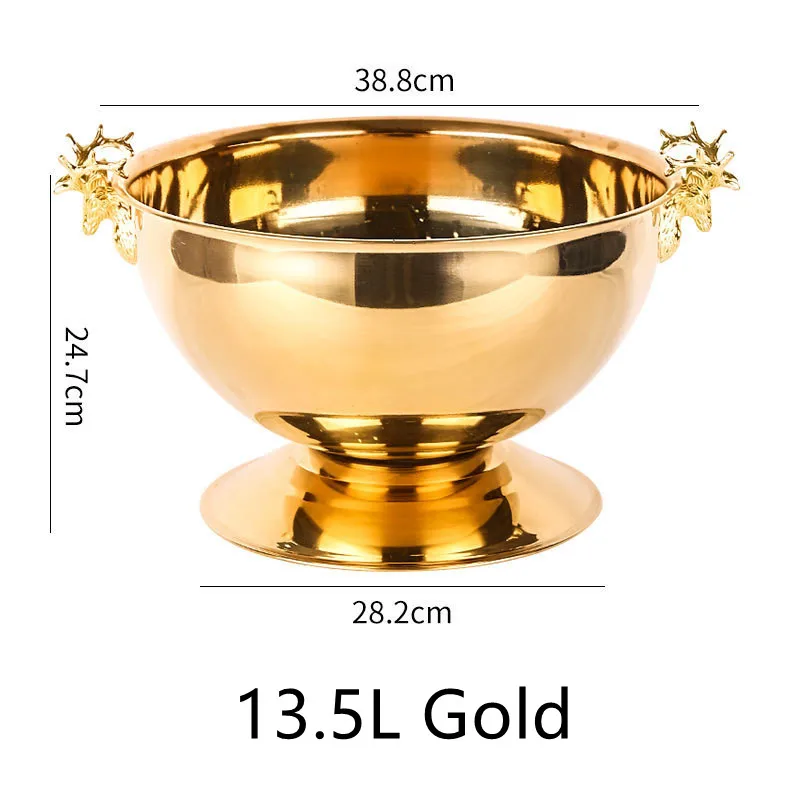 13.5L Stainless Steel Ice Bucket Deer Head Wine Champagne Bow Tube Champagne Barrel Ice Wine Barrel Bar Tool