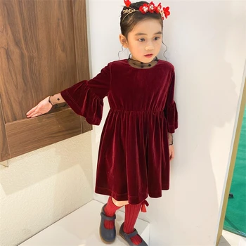 

Fleece Christmas Dress Girl Kids Children Clothing Toddler Winter Autumn Spring Baby Princess Dress Clothes For Girl 2020 L Red