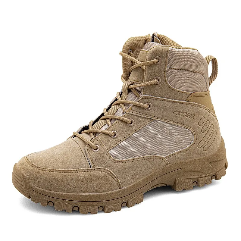 Men Tactical Boots Army Boots Military Desert Waterproof Work Safety Shoes Climbing Hiking Sport Shoes Ankle Men's Outdoor Boots - Цвет: sandy