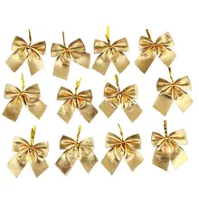 12 шт цветной бант Рождественская елка рождественское подвесное украшение бант вечерние золотые украшения