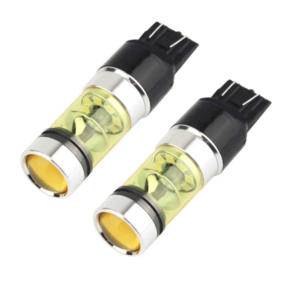 Высокая мощность 2 шт 100 Вт T20 20 SMD яркий 4300k Золотой светильник для автомобилей лампа транспортного средства противотуманный светильник ходовые лампочки для вождения из алюминиевого сплава