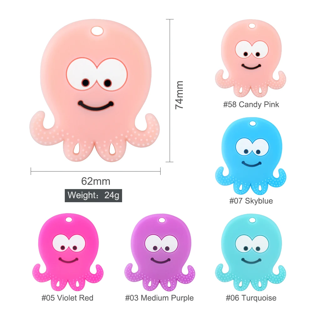 10pcs Octopus Keep& Grow 10 шт. Силиконовые Прорезыватели животные коала медведь собака Детские Прорезыватели DIY пустышки бусы-клипсы Прорезыватели игрушки детские товары - Цвет: 10pcs Octopus