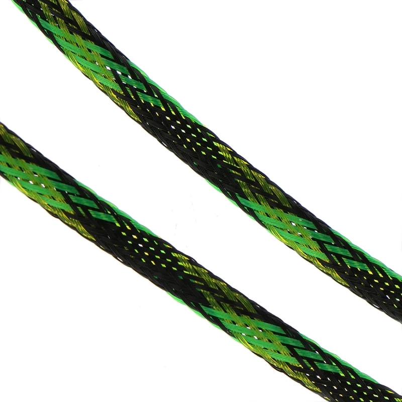 

5M 4-25mm Expandable PET Braided Cable Wire Sleeving Sheath Black+Yellow+Green