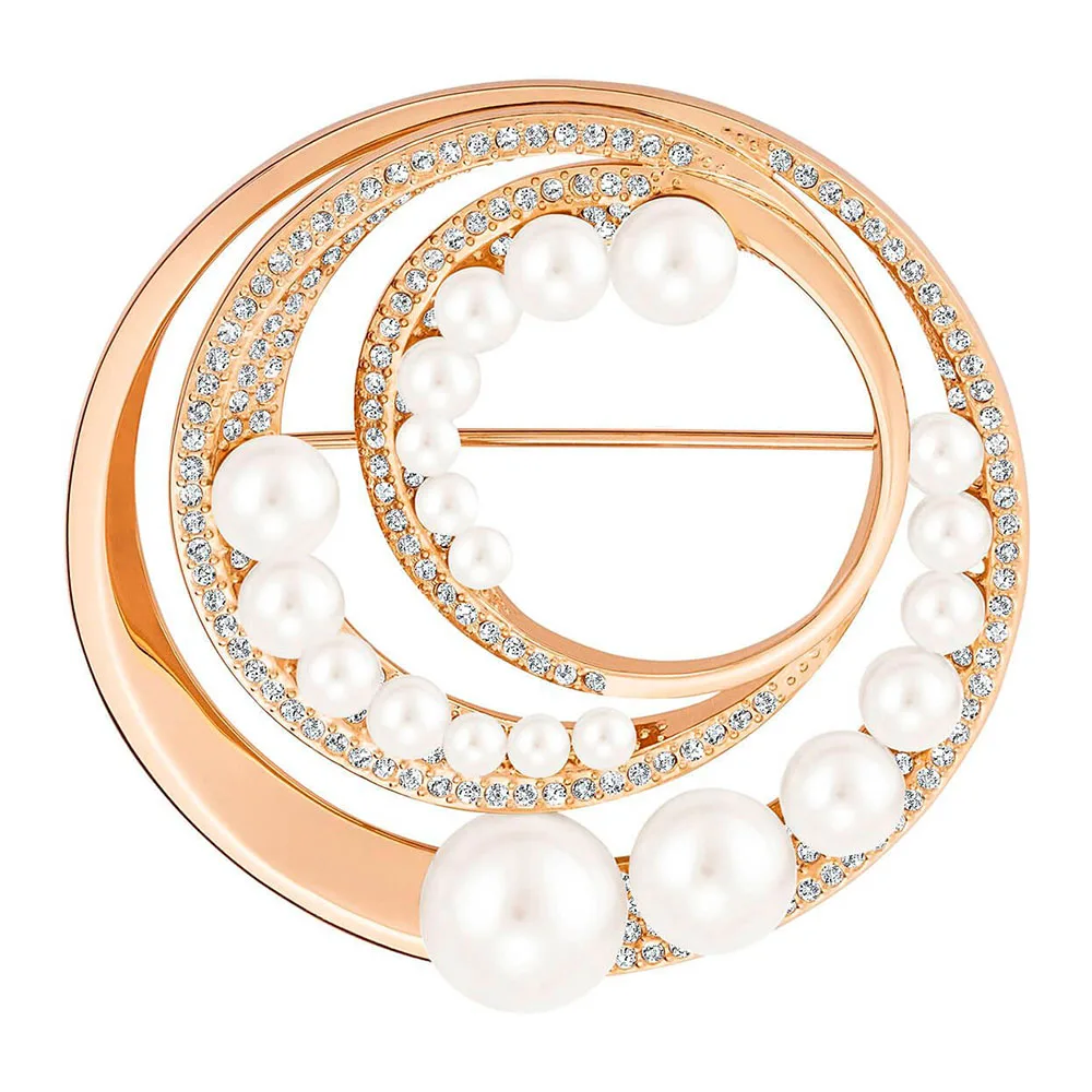 

SWA RO 19 Years Fall New Fundamental Pearl Spiral Round Rose Gold Brooch Elegant Women Fashion Jewelry Jewelry Free Shipping