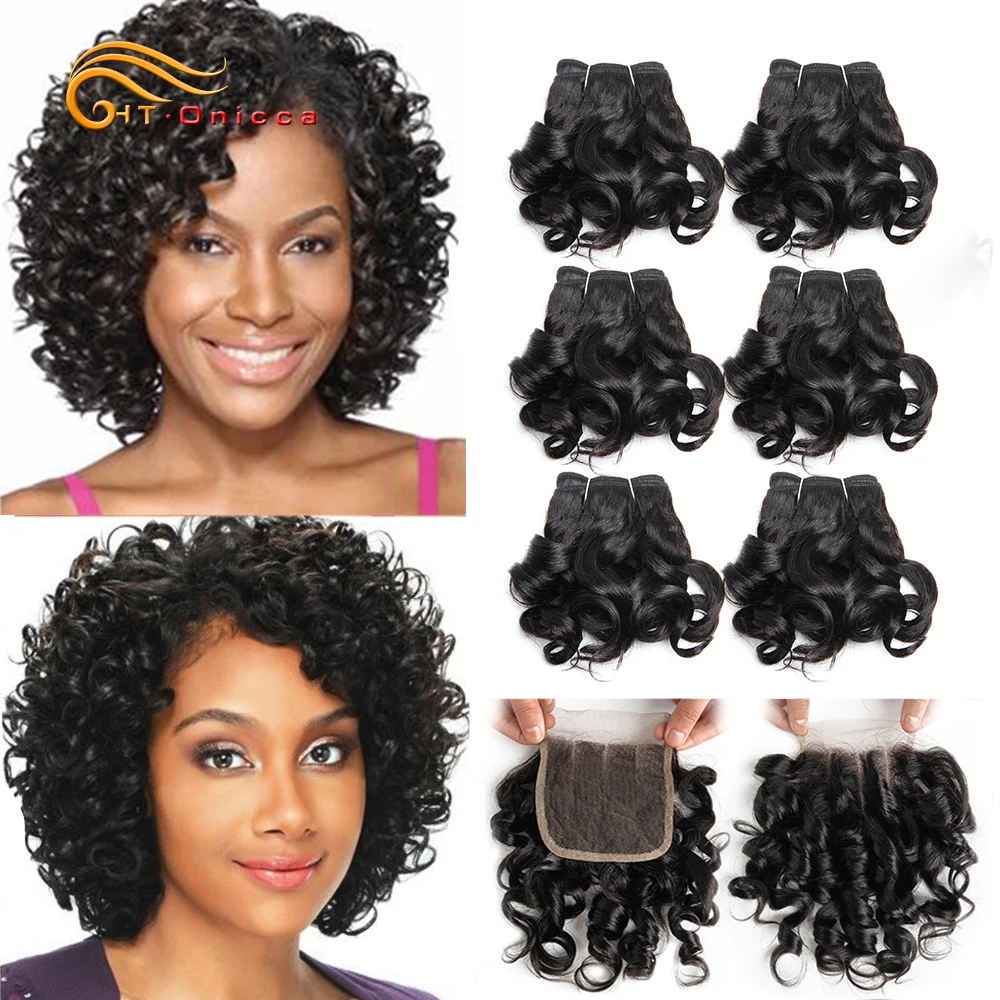 8 human hair bundles with closure