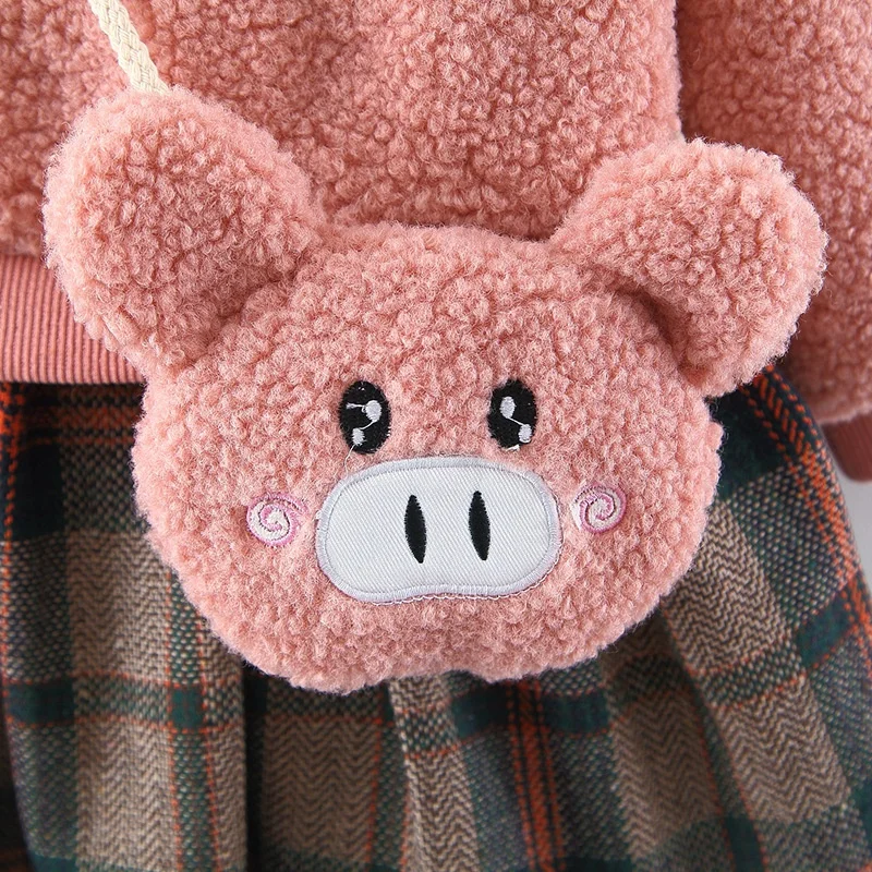 От 6 месяцев до 3 лет комплекты для детей зимнее пальто для девочек Милая клетчатая рубашка с принтом, 2 вещи в комплекте, сужающаяся к талии Длинные рукава Сладкий платье принцессы; Новинка