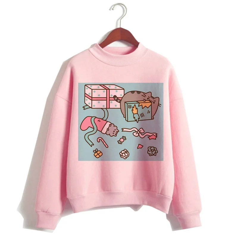 Кот пушин Толстовка Женская мода kawaii корейский harajuku Толстовка розовая Женская 90s мультфильм одежда женский капюшон негабаритный - Цвет: 1039