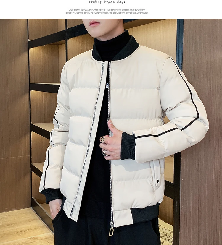 New Cotton Jacket Men's Winter Casual Jacket Short Bread Student Youth Fashion Trend Warm Casual Street Slim Quilted Jacket