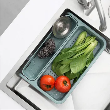 

Practical Kitchen Accessories Portable Folding Drain Basket Kitchen Fruits And Vegetables Cleaning Filter