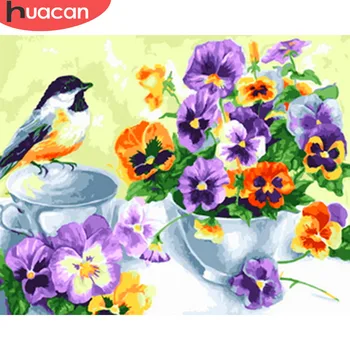 

HUACAN Oil Painting By Numbers Flowers Bird DIY Canvas For Living Room Wall Art Picture Home Decoration SZGD471