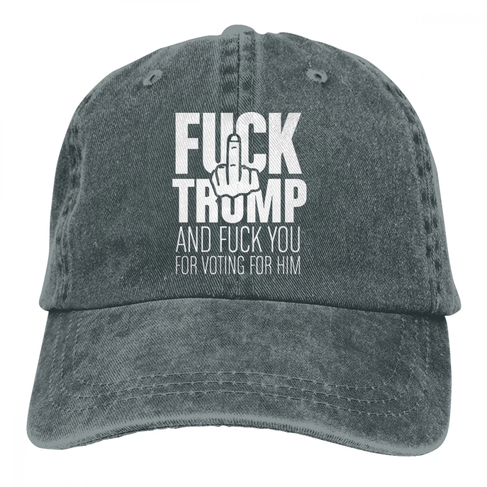 Fxxk Trump и Fxxk вы за то, что голосуете за него, темно-синий унисекс Мужские Женские джинсовые бейсболка с ремешком, регулируемая шапка для гольфа, папы