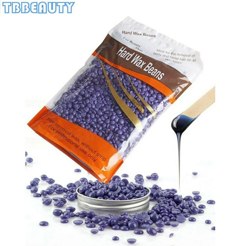 Depilación de granos de cera dura para hombres y mujeres, depilación facial de Bikini sin tira, película caliente de depilación para salón en casa, 100g