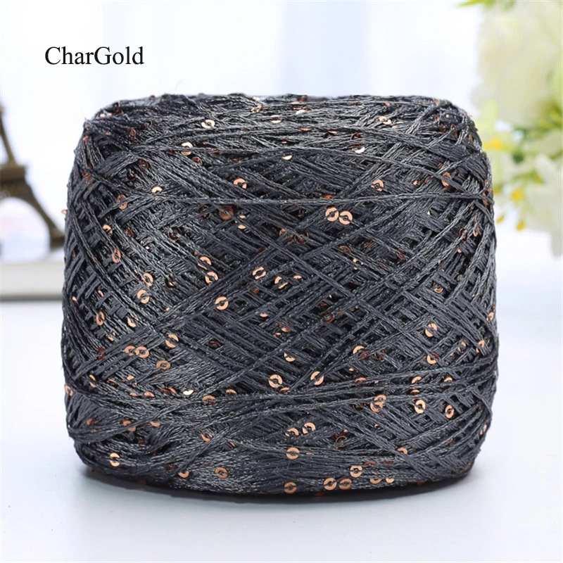2pcs(200g) Fashion Summer Ice Silk Line Feature Sequins Line Yarn Diy Hand-knitted Wool Thread Sweater Scarft Hats Accessories - Цвет: CharGold