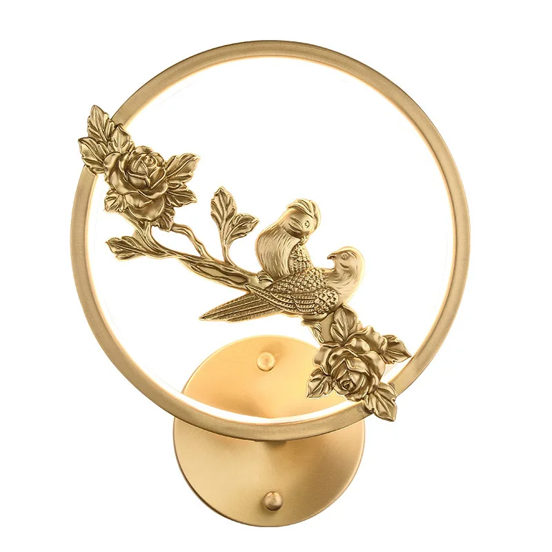 round copper lamp is contemporary and contracted with 28 tile all three color LED wall lamp hotel bedroom berth lamp