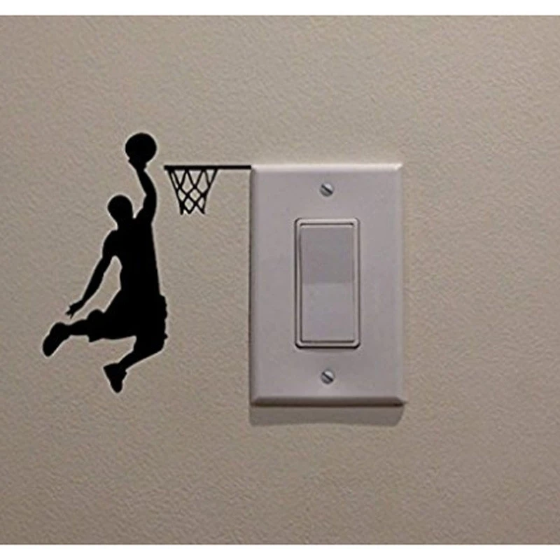 Cartoon Basketball Player Dunk Wall Sticker For Home Decorative Vinyl