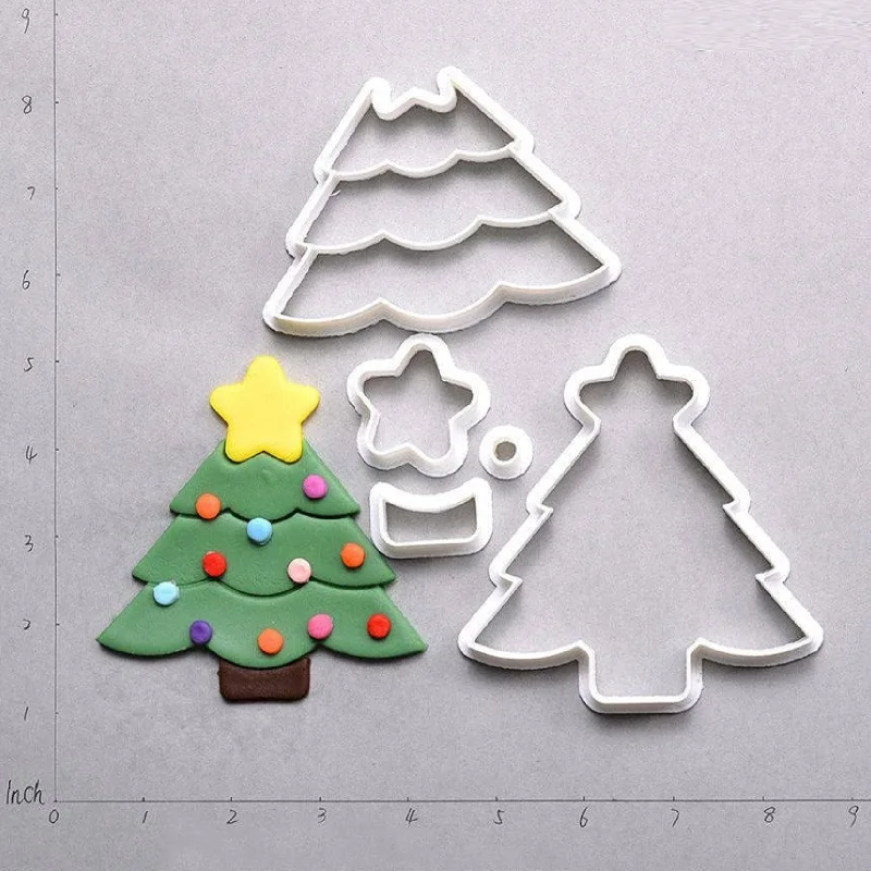 3D Печатный PLA пластик Рождественская елка Конфета тростник Пряничный человек Подарочная коробка Санта Клаус Олень помадка формочка для печенья набор - Цвет: Christmas tree 2inch