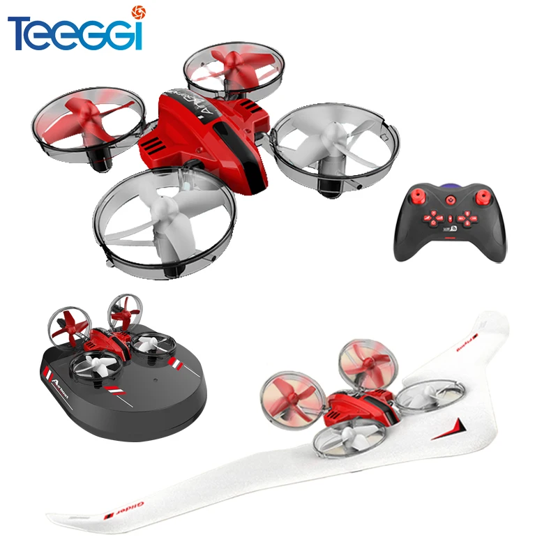 

Teeggi T11 3-in-1 Vehicle Detachable RC Drone EPP Flying Air Boat Glider Headless Mode 2.4G RC Quadcopter For Kids VS E016F S9HW